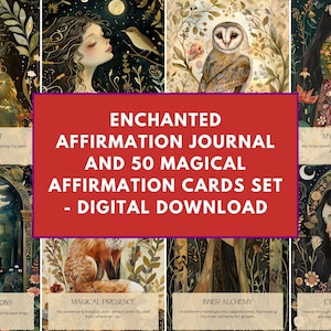 Verzaubertes Affirmations Journal und 50 magische Affirmationskarten Set - digitaler Download