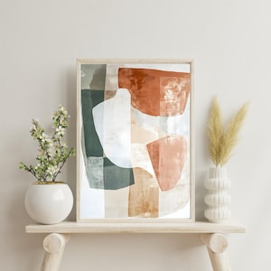Minimalist Abstract Art Print – Organic Shapes in Earth Tones, Modern ...