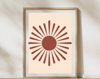 Minimalist Sun Print: Boho Abstract Sunburst Art (Digital Download)
