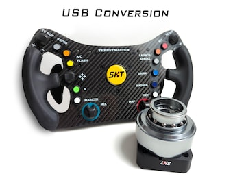 Conversion kit for Thrustmaster 488 GT3, Evo 32R | USB adapter | Simagic, Moza, Fanatec, Asetek, Logitech quick release support