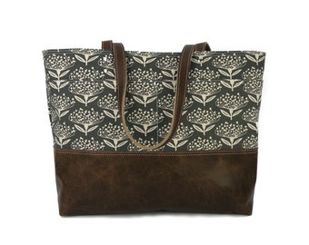 Skinny LaMinx Tote Bag: Floral Print Canvas with Leather Bottom