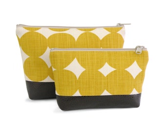 Yellow Dot Zippered Pouch: Skinny laMinx Cosmetic Clutch