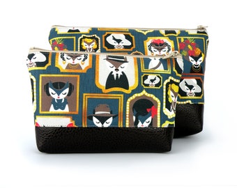 Fox Print Makeup Bag: Vegan Leather Bottom, Laminated Lining
