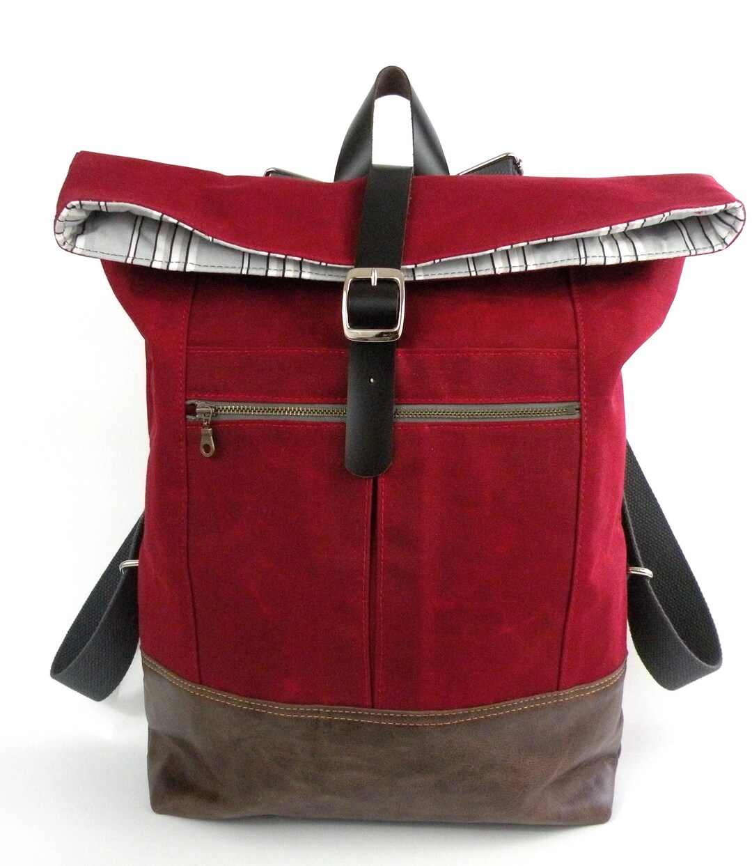 Waxed Canvas Backpack Leather and Canvas Bag Large Work Etsy