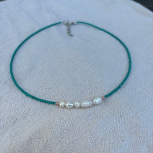 Freshwater pearl turquoise beaded handmade necklace