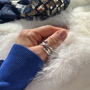 Tumring i silver, flerskiktad statementring, bohemisk signetring, öppen justerbar, elegant ring för kvinna, present till henne, sommarsmycken