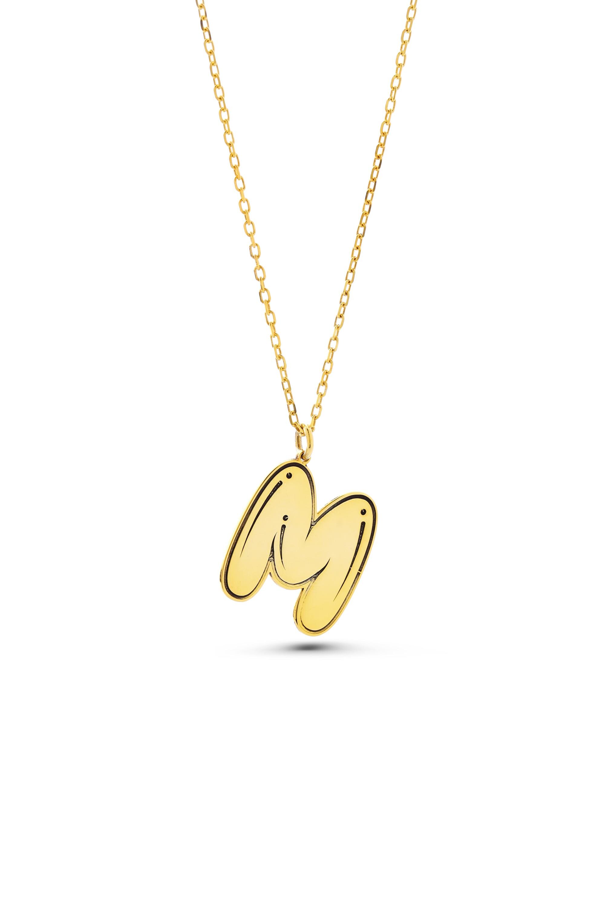 Minimalist Bubble Letter Necklace - Personalized Initial Jewelry | Handmade Engraved Gifts
