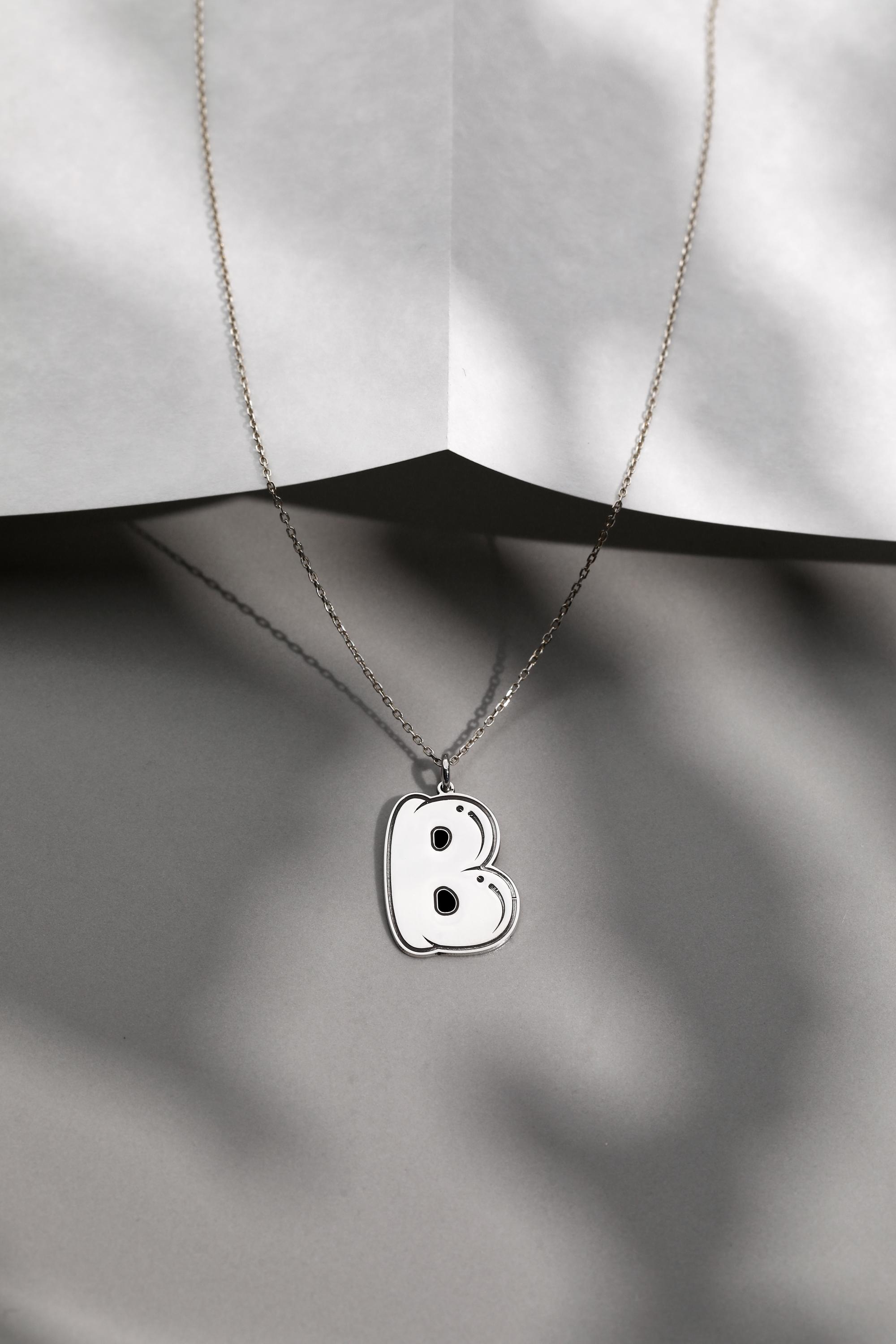 Minimalist Bubble Letter Necklace - Personalized Initial Jewelry | Handmade Engraved Gifts