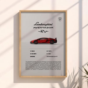 Lamborghini Aventador SV Simple Poster | Car Poster | Sports Car Art | High Quality Supercar Print | Wall Art | Wall Decor | Home Decor