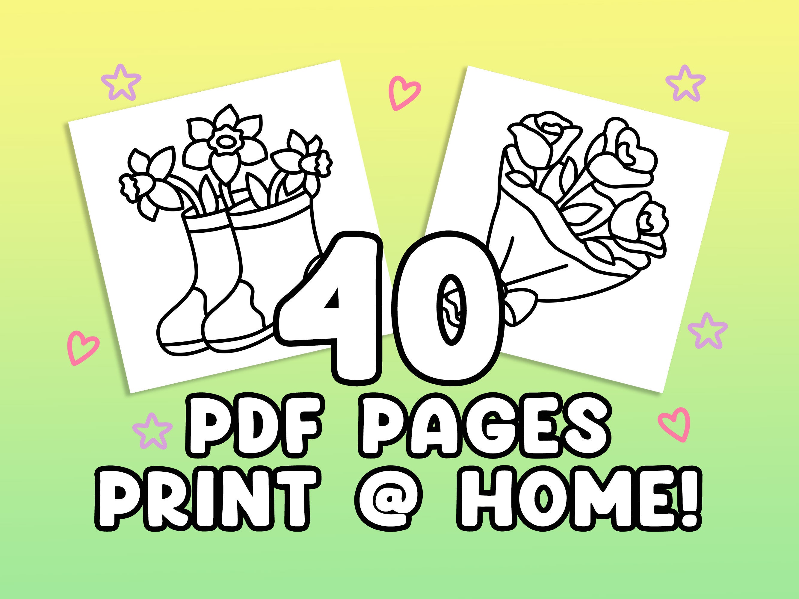 40 Bold and Easy Coloring Pages for Adults and Kids Flowers & Plants