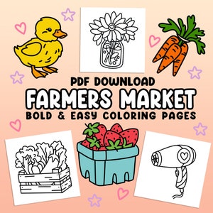 30 gewaagde en gemakkelijke kleurplaten voor volwassenen en kinderen: Farmers Market [pdf — Kleurplaten printen]