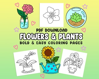 40 Bold and Easy Coloring Pages for Adults and Kids: Flowers & Plants [PDF — Printable Coloring Pages]
