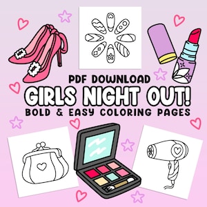 40 Bold and Easy Coloring Pages for Adults and Kids: Girls Night Out [PDF — Printable Coloring Pages]