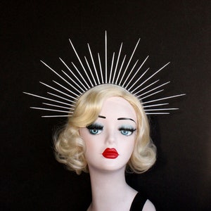 5" Silver Halo Headpiece, Spike Tiara, Bridal Crown, Crown Headband, Virgin Mary Costume, Get It In Any Color