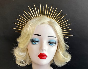 2" Gold Halo Crown Headpiece, High Quality Theatrical Costuming, Virgin Mary, Bridal Crown, Festival Wear, Burning Man