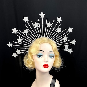 Silberne Sternenkrone, Theater Kostüme, Star Stirnband, Brautkrone, Festival Wear, Hedy Lamar Kostüm, Gold Halo Krone