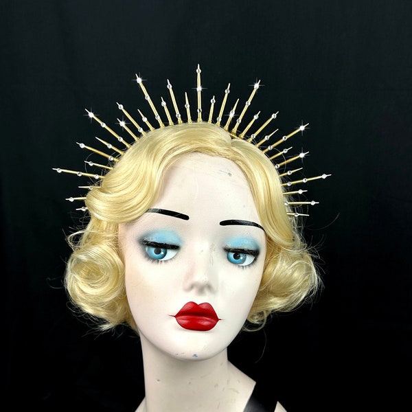 2 Inch Tall Gold Wedding Crown with Crystals