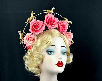 IYOU Maria Halo Stirnband Silber – Strass, Mit Quasten, 19 Cm, Für Cosplay & Partys