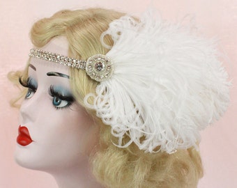 Great Gatsby Headband, 1920s Flapper, Bridal Hair Accessory, Wedding Headpiece, Choose Your Own Colors