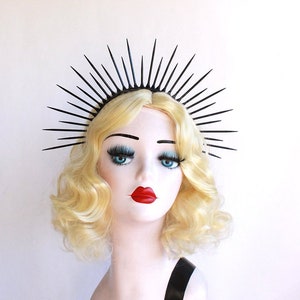 3&quot; Black Halo Crown Headpiece, High Quality Theatrical Costuming, Virgin Mary, Goth Bridal Crown, Festival Wear, Halloween Costume