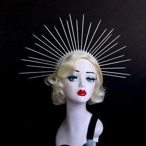 6" Silver Halo Crown, Spike Tiara, Bridal Crown, Crown Headband, Halo Headpiece, Virgin Mary Costume, Get It In Any Color