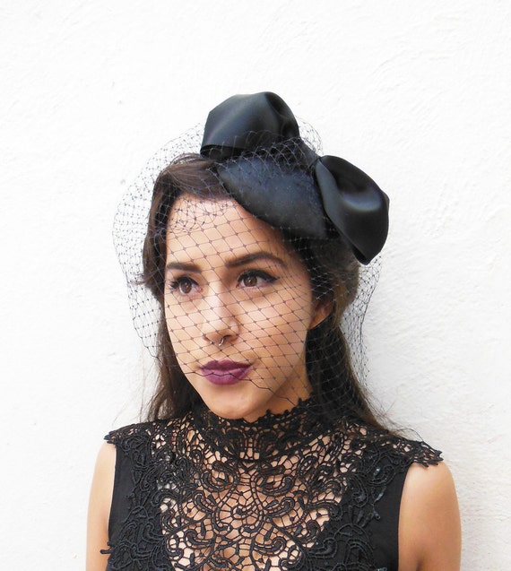 Black Birdcage Veil, Giant Bow, Women display picture 1