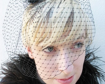 Black Birdcage Veil, Classic Bridal, Netted Veil, Blusher  display picture 2