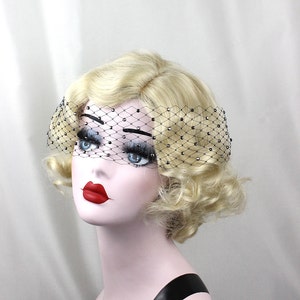 Voile bandé noir, Voile de cage à oiseaux, Cristal Swarovski, Voile de cristal, Voile noir, Vêtement fétiche, Pin Up, Mariage Gothique, Accessoire de cheveux, Glam image 3