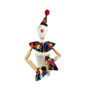Clown Accessories, Hat, Collar, Cuffs, Halloween Costume, Kids or Adults