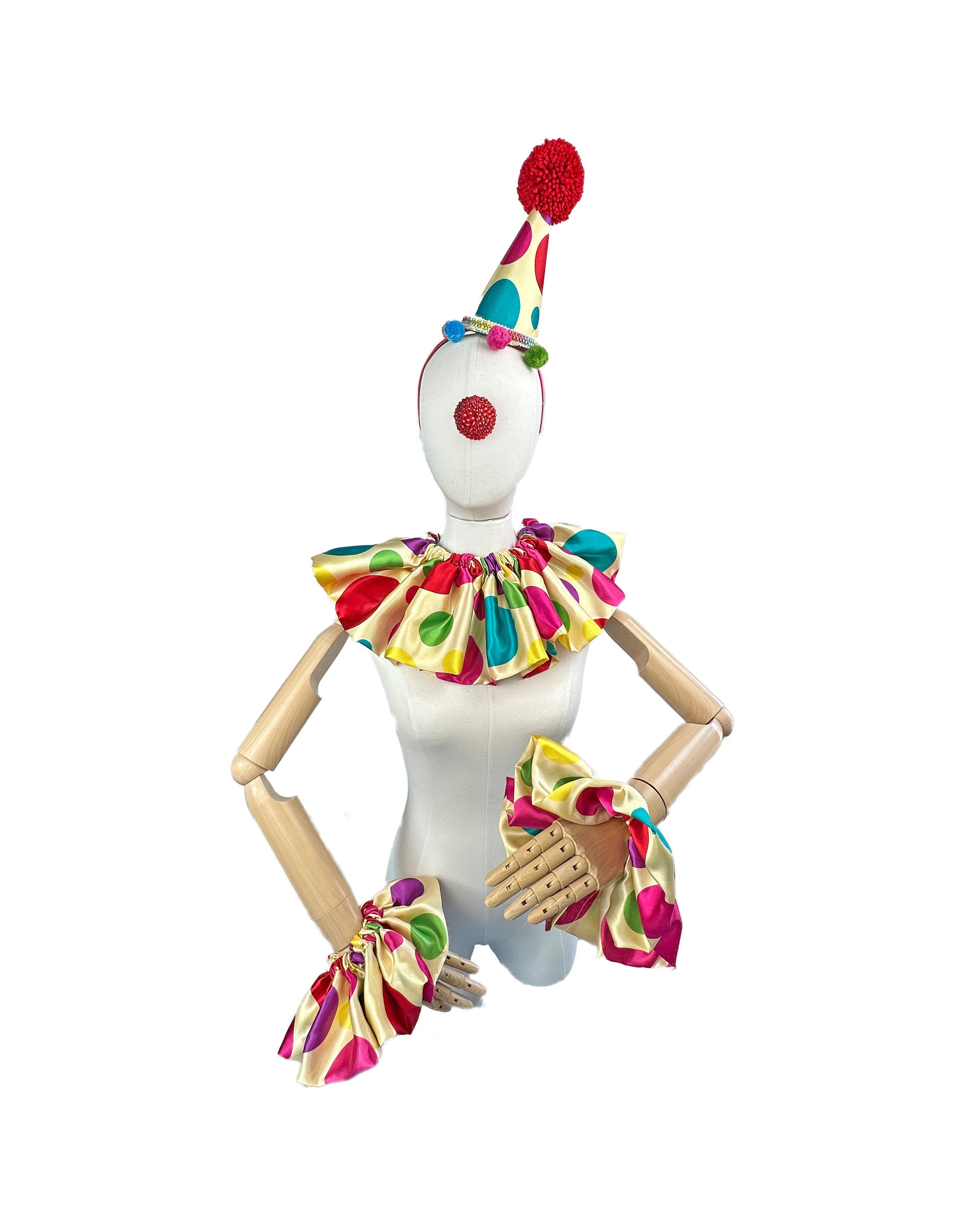 9 Inch Porcelain Smiling Clown Doll Wearing Classic Outfits