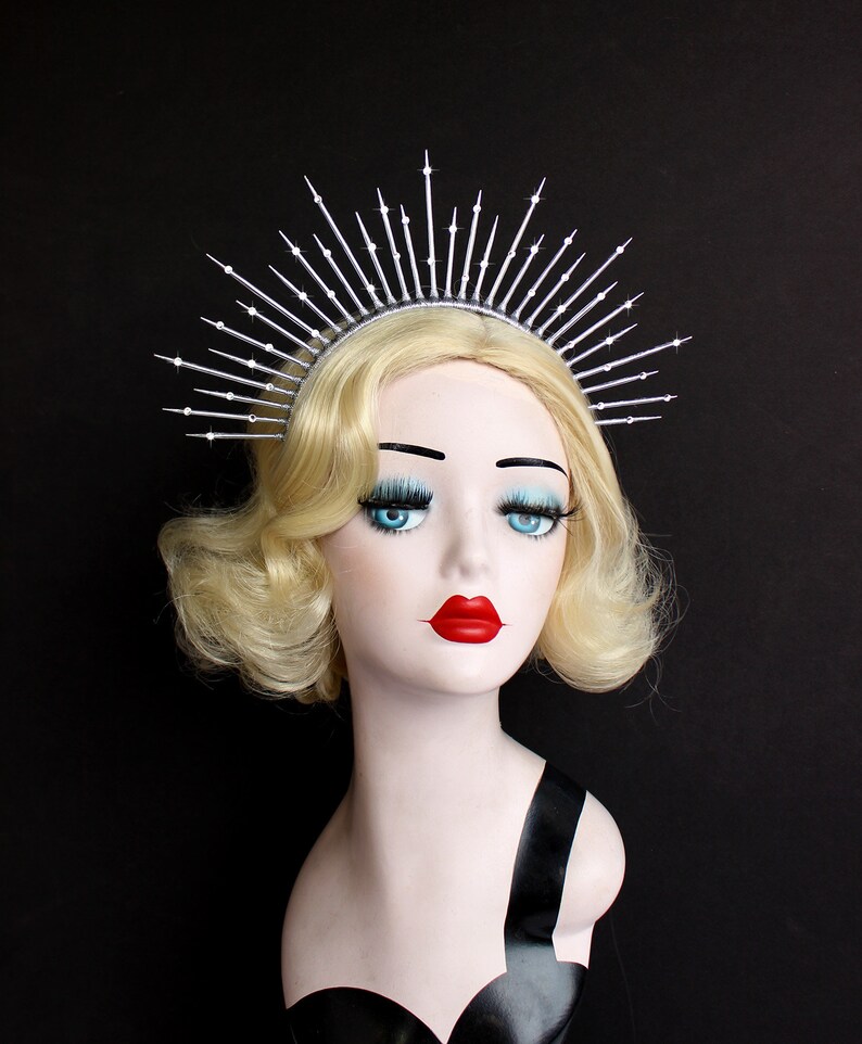 Wedding Hair Accessory Crown Headpiece Virgin Mary Mermaid 3 Silver Halo Headband Theatrical Costuming Bridal Crown Festival Wear