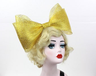 Giant Gold Bow Headband - Alice Band  - Adjustable - Cosplay Costume Headpiece - Women's Hair Accessory - Girl's Dance Costume - Halloween