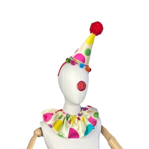 Polka Dot Clown Hat, Halloween Costume, Vintage Clown, Burning Man, Burlesque, Circus Costume, Clown Headpiece, Mini Clown Hat