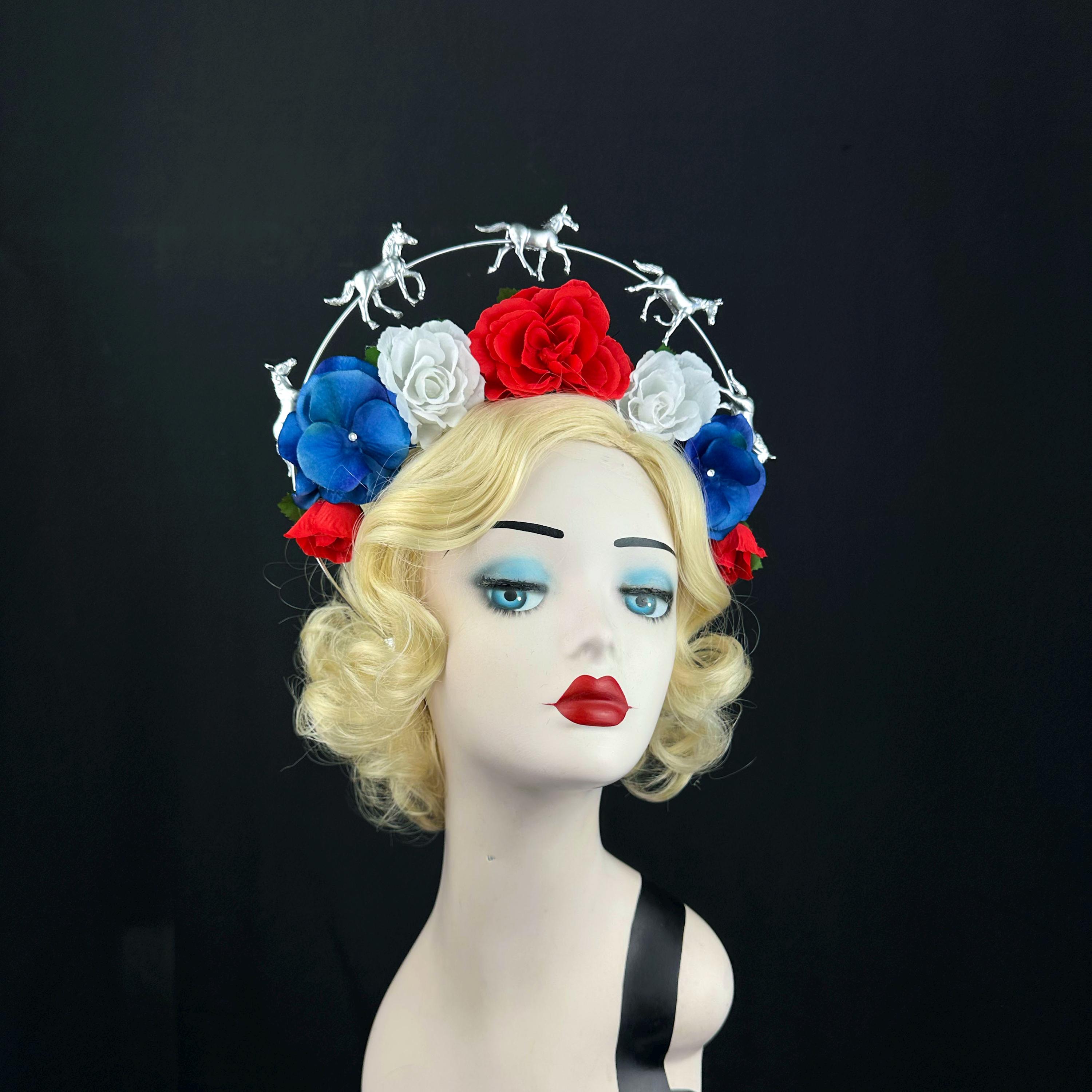 Derby headband!! Navy Blue and White with rose and gold accents Kentucky derby is over! next stop @preaknessstake ? Pretty  main image 4