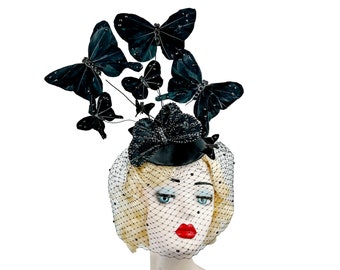 Schmetterling Haarreif Set Für Damen – Mit Haarspangen, Halskette & Tattoos, Für Karneval, Cosplay & Partys