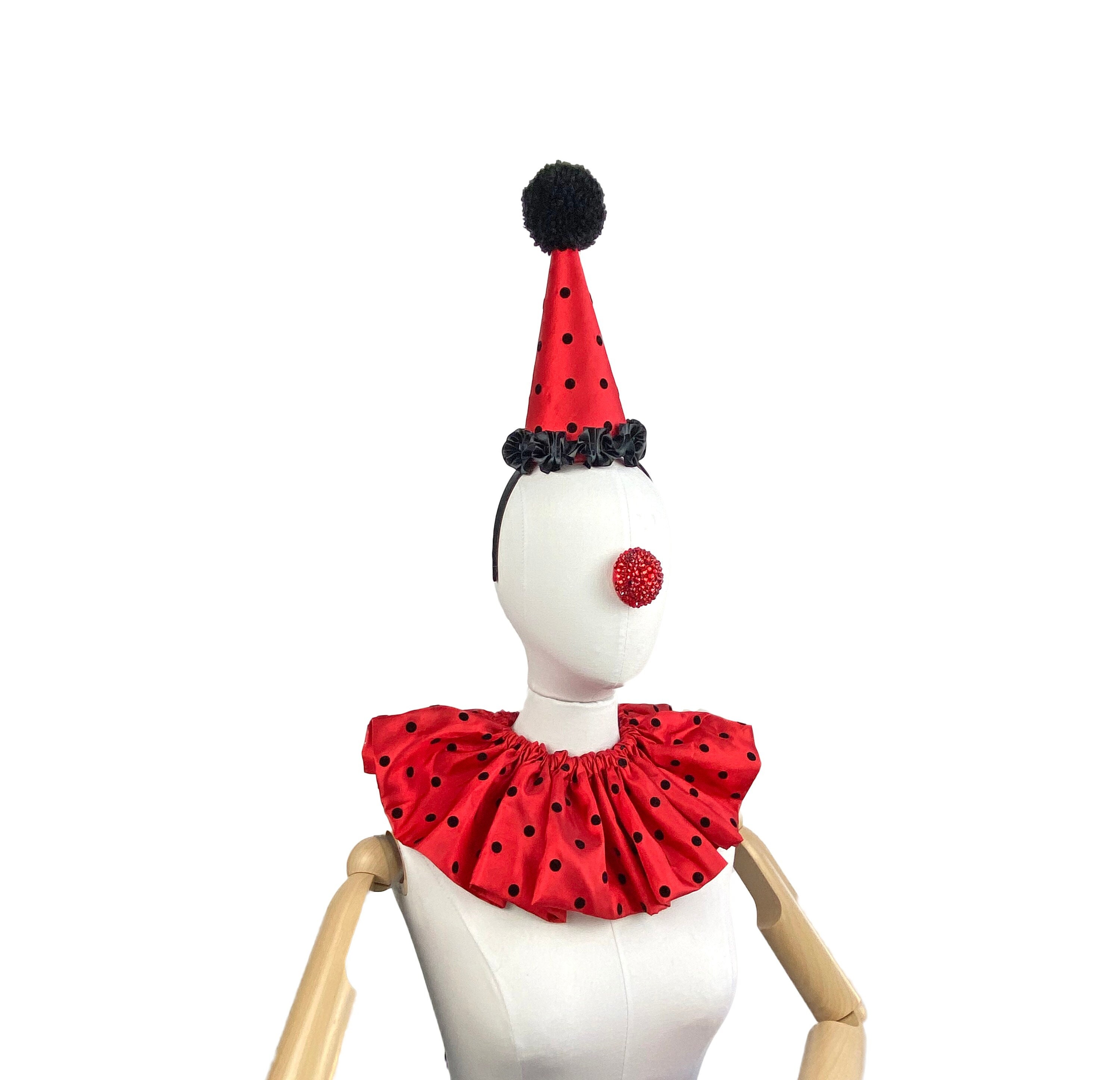 Red and Black Polka Dot Clown Hat 