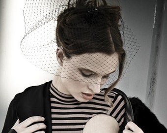 Black Birdcage Style Half Veil, Blusher Length, Gothic Wedding, Prom Fashion, Formal Wear, Comb or Clip In, Other Colors Available