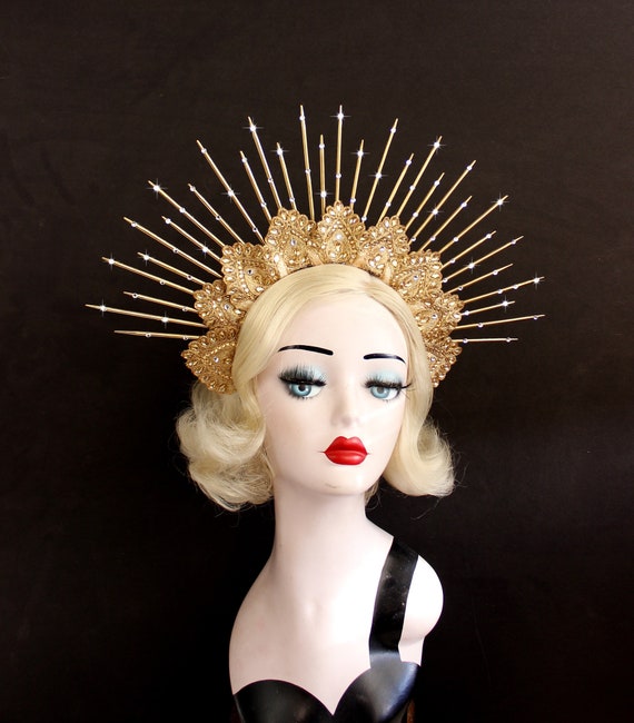 Party Gold Halo Headband Bridal Spiked Crown Wedding Headdress Costume Headpiece