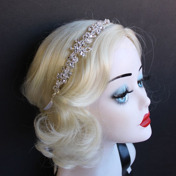 Great Gatsby Headband, 1920s Flapper, Crystal Bridal Hair Accessory, Wedding Headpiece, Bridal Headpiece