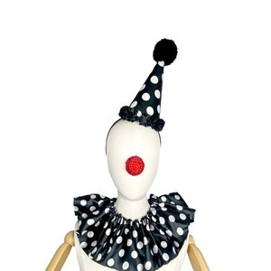 Black And White Clown Hat, Collar and Cuffs Set, Circus Costume, Scary Clown, Halloween Costume, Clown Hat, Burlesque Costume, Sexy Clown image 5