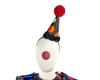 Small Clown Hat, Halloween Costume, Kids or Adult, Adjustable