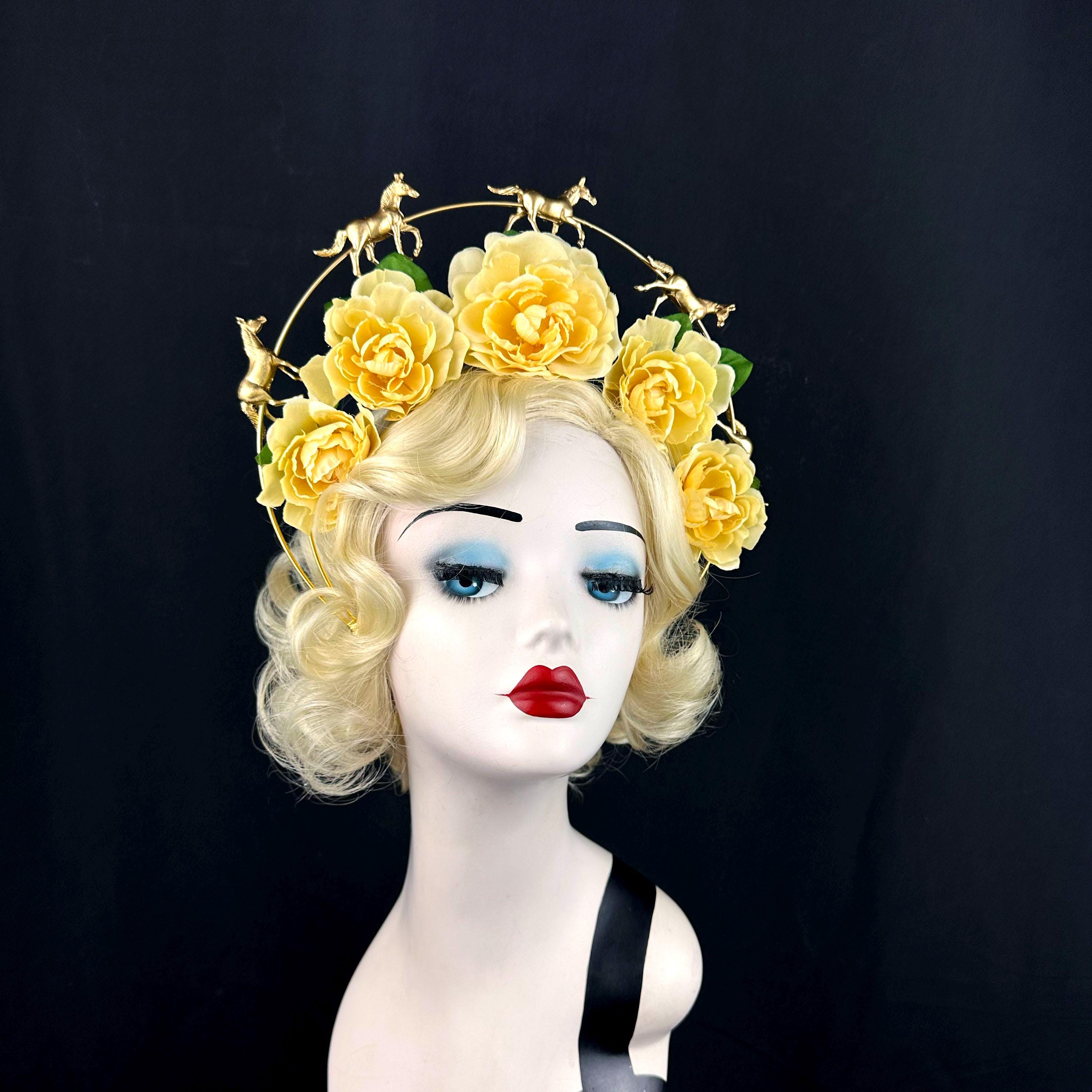 Fascinator Hats Yellow Rose - Etsy display picture 2