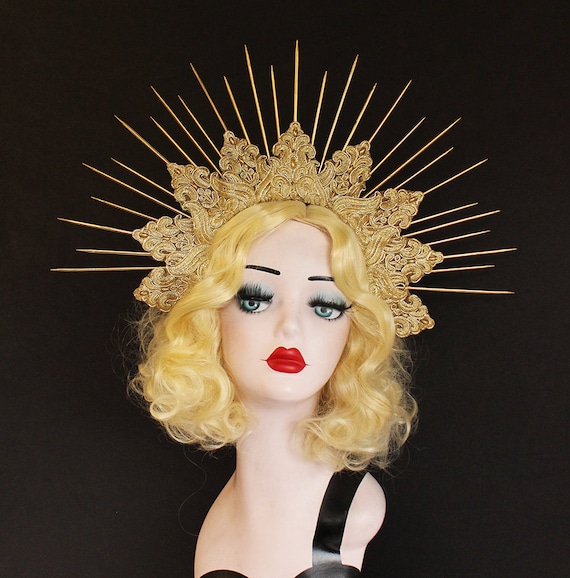 Goddess Halo Crown Sunburst Spiked Headband Womens Halloween Wedding Photoshoot Accessories