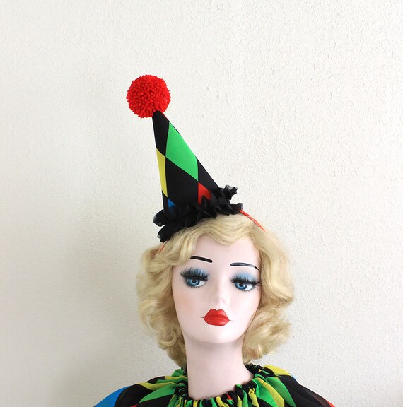 Harlequin Clown Hat High Fashion Halloween Costume Vintage | Etsy
