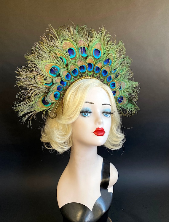Diadema De Plumas De Pavo Real Para Carnaval - Tocado Indio Con Corona De Plumas Para Mujer