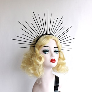Black Crown, Spike Headband, Halo Headpiece, Halloween Wedding, Goth Hair Accessory