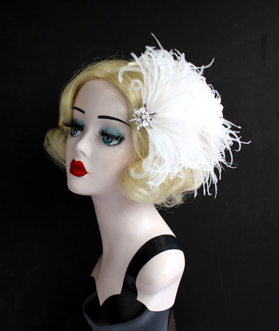 Ivory Swarovski crystal and feather Fascinator Buy Swarovski Crystals Feather Fascinator Bridal Headband  main image 4