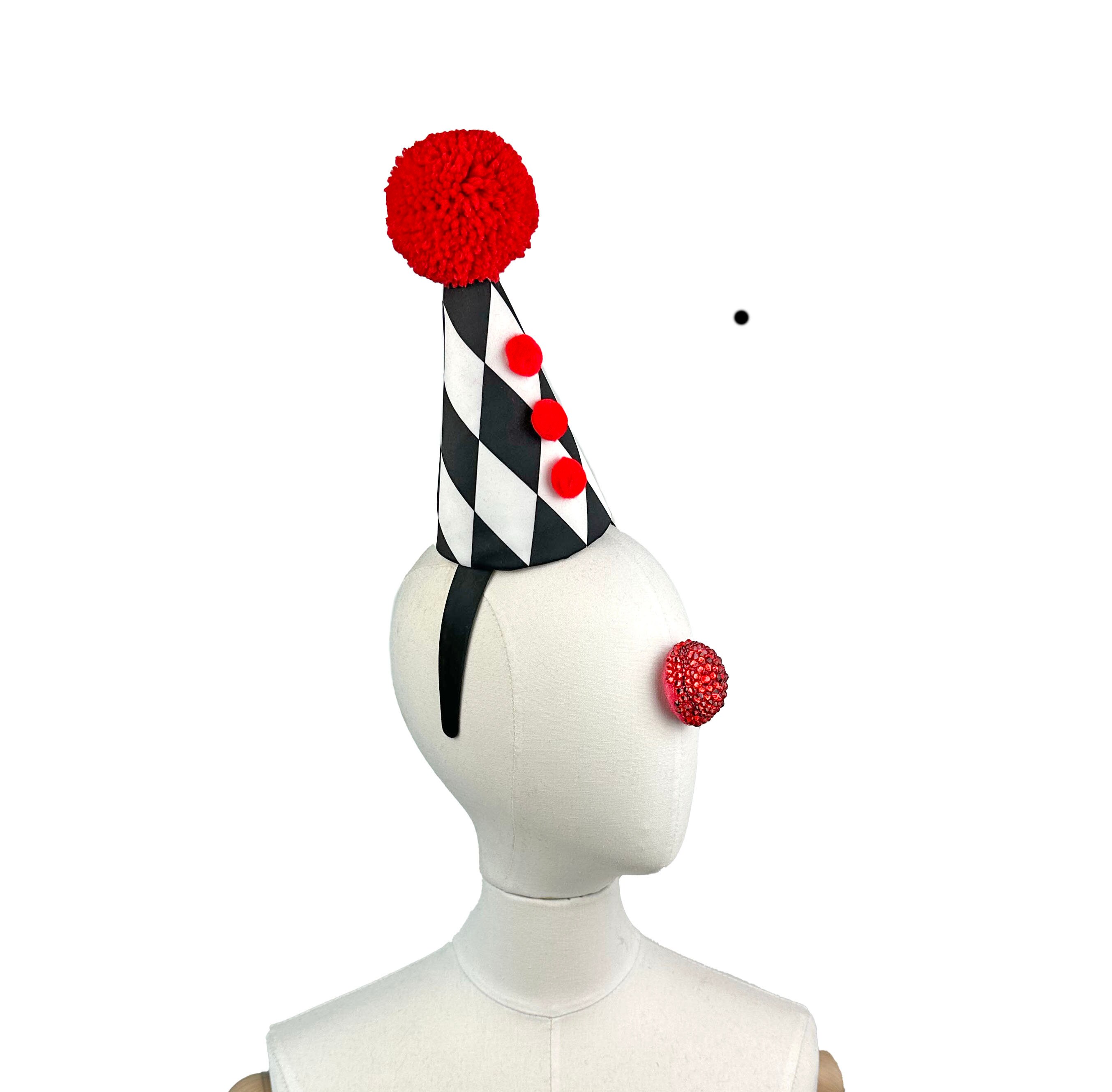 Clown Hat, Black, White, Red, Diamond Pattern, Circus, Halloween ...