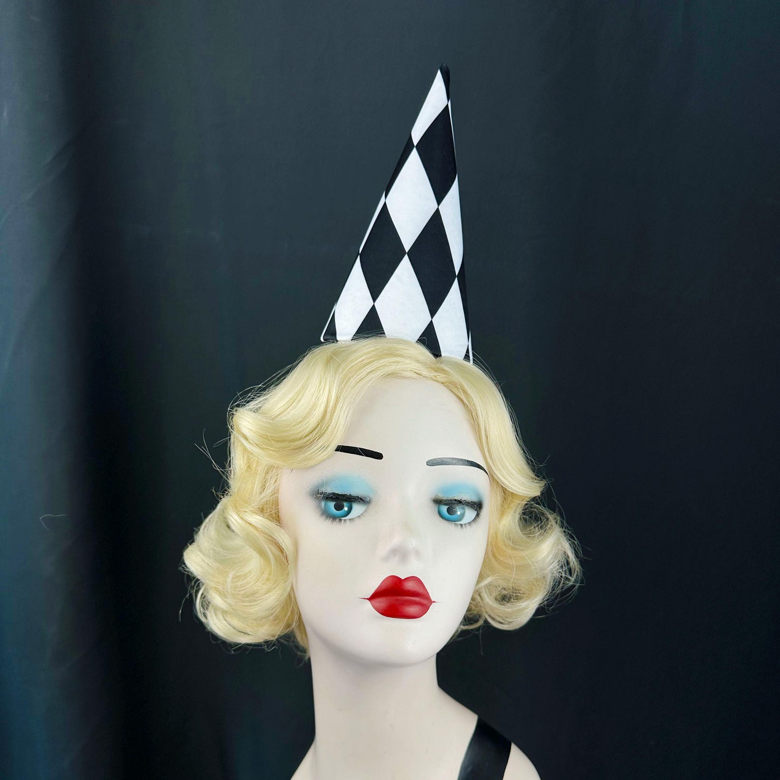 Jester Clown Hat, Black, White, Diamond Pattern, Classic Circus ...