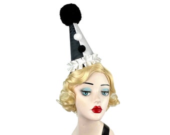 Chapéu de palhaço preto e branco, fantasia de circo, chapéu de festa de aniversário, infantil, adulto, carnaval, acessório de cabeça burlesco, acessório de cabelo de circo